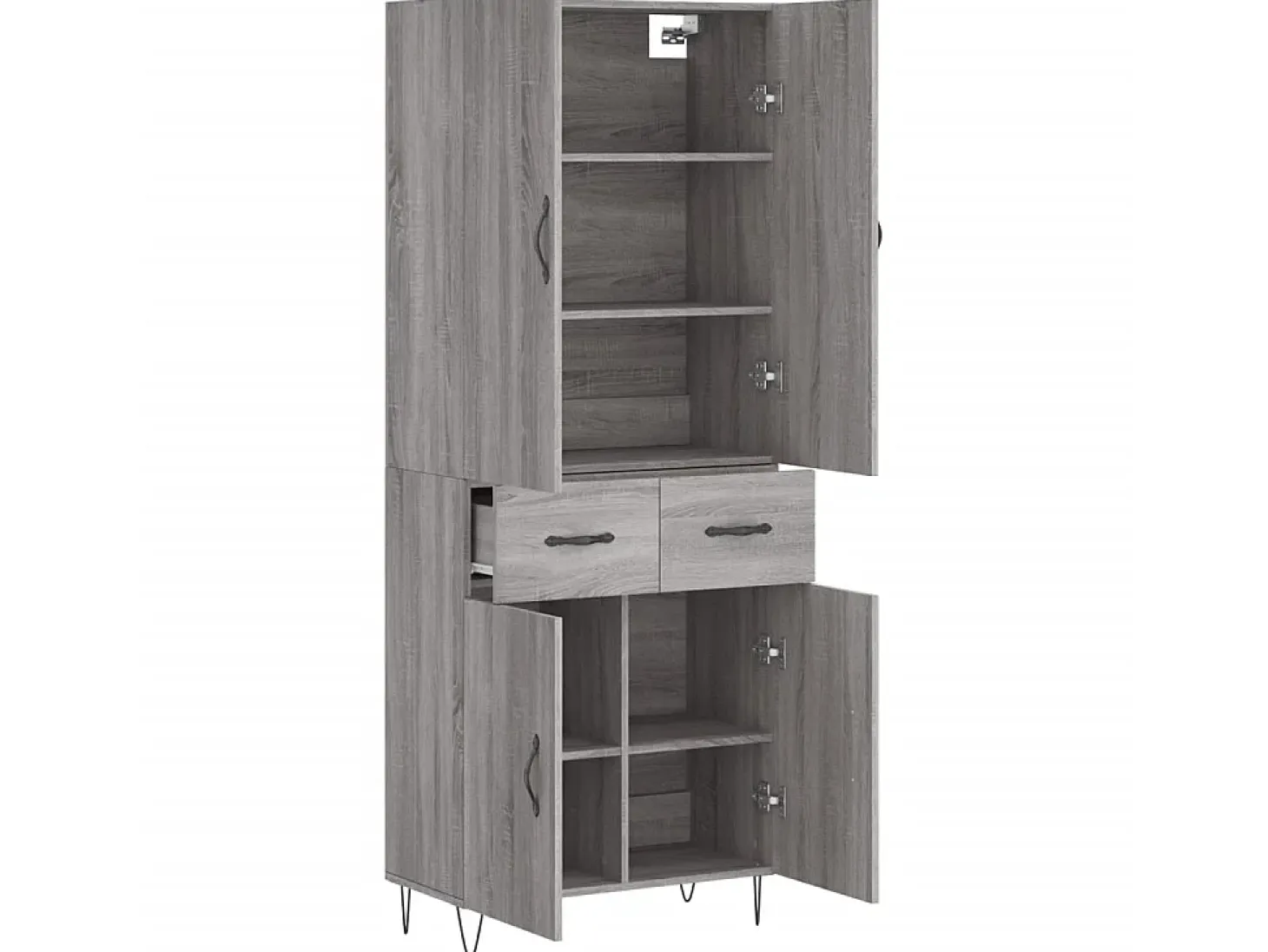 Aparador alto madera contrachapada gris sonoma 69,5x34x180 cm ES19464