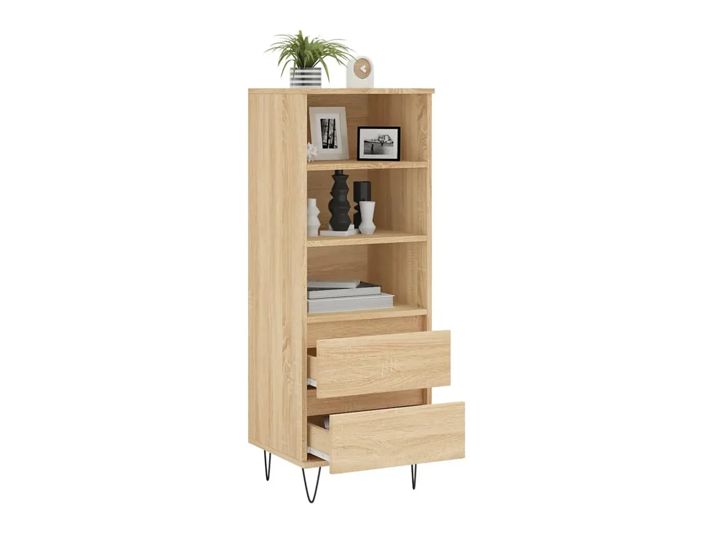 Aparador alto madera contrachapada roble Sonoma 40x36x110 cm ES25613