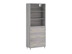 Aparador alto madera contrachapada gris sonoma 69,5x34x180 cm ES16642