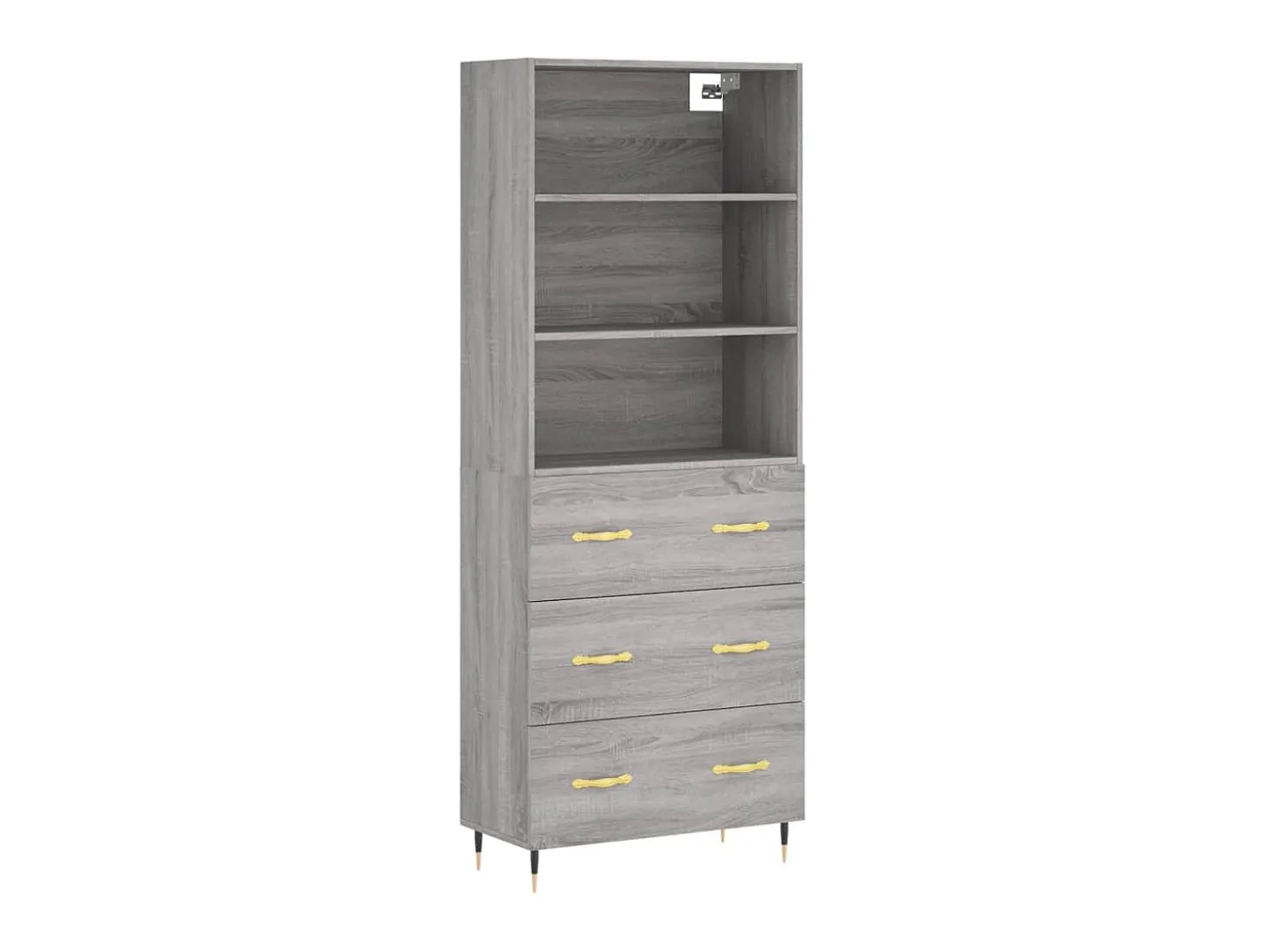 Aparador alto madera contrachapada gris sonoma 69,5x34x180 cm ES16642