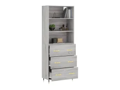 Aparador alto madera contrachapada gris sonoma 69,5x34x180 cm ES16642