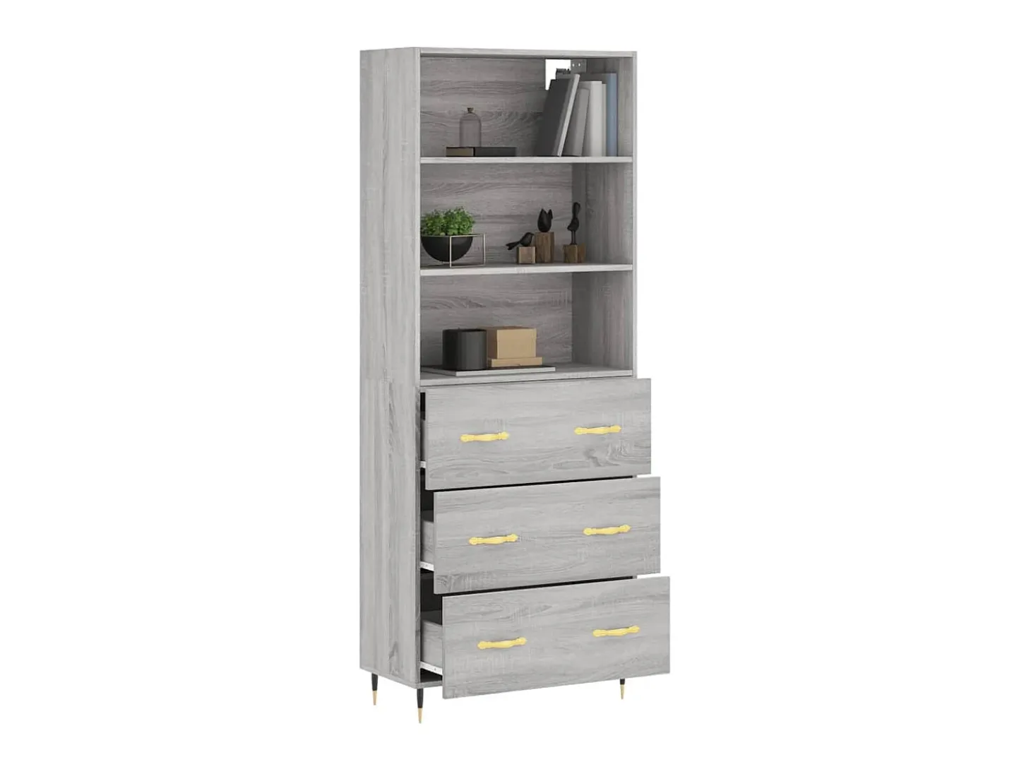 Aparador alto madera contrachapada gris sonoma 69,5x34x180 cm ES16642