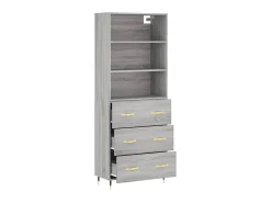 Aparador alto madera contrachapada gris sonoma 69,5x34x180 cm ES16642