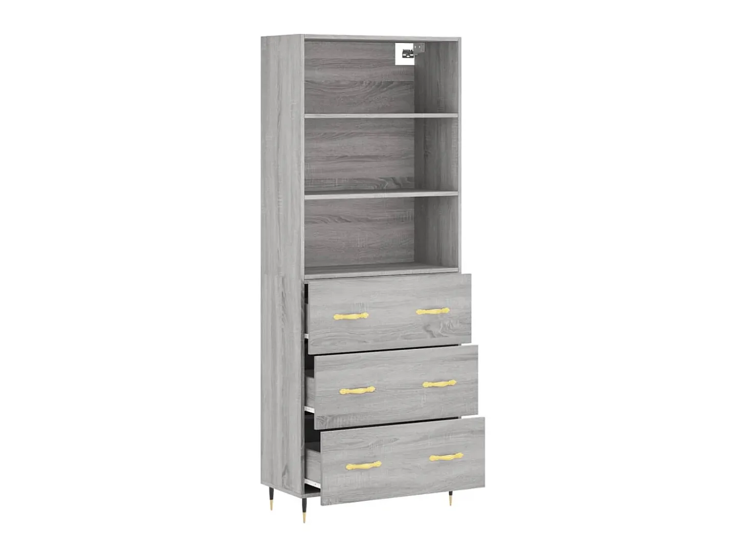 Aparador alto madera contrachapada gris sonoma 69,5x34x180 cm ES16642