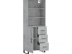 Aparador alto madera contrachapada gris hormigón 69,5x34x180 cm ES52417