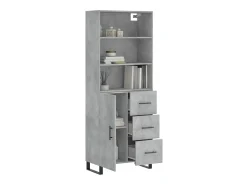 Aparador alto madera contrachapada gris hormigón 69,5x34x180 cm ES52417