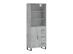Aparador alto madera contrachapada gris hormigón 69,5x34x180 cm ES52417