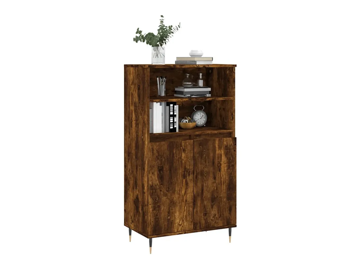 Aparador alto madera contrachapada roble ahumado 60x36x110 cm ES15253