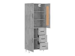 Aparador alto madera contrachapada gris hormigón 69,5x34x180 cm