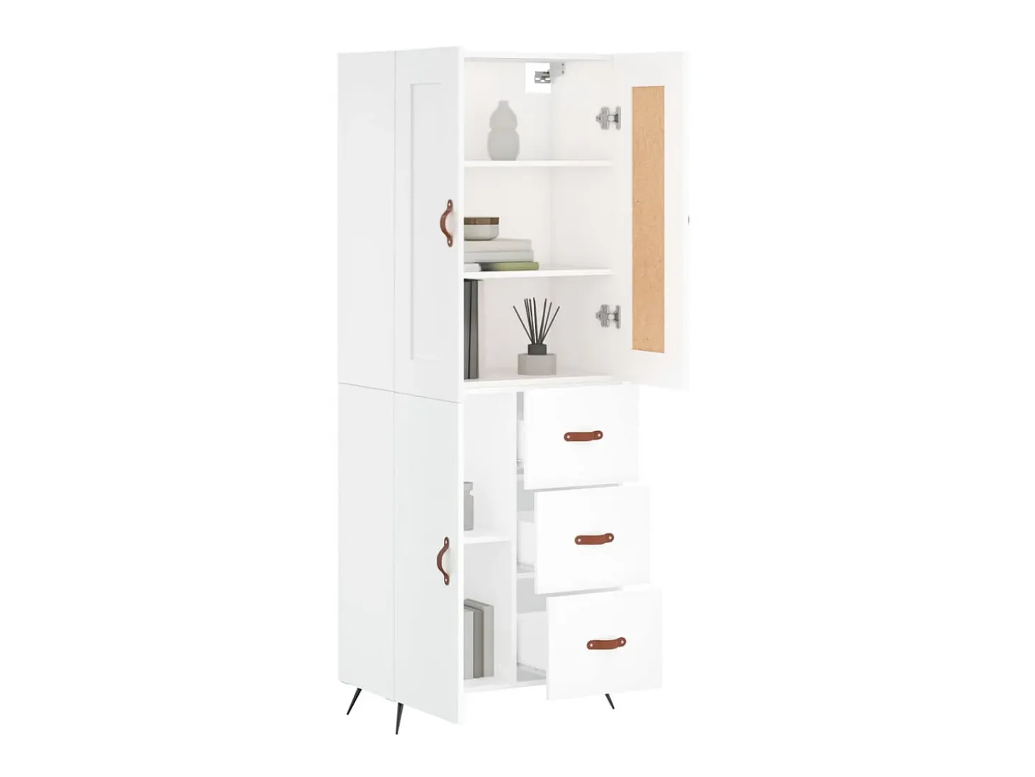 Aparador alto madera contrachapada blanco 69,5x34x180 cm ES80404