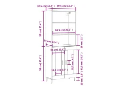 Aparador alto madera contrachapada gris sonoma 69,5x34x180 cm