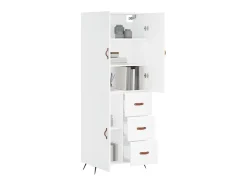 Aparador alto madera contrachapada blanco 69,5x34x180 cm ES80075