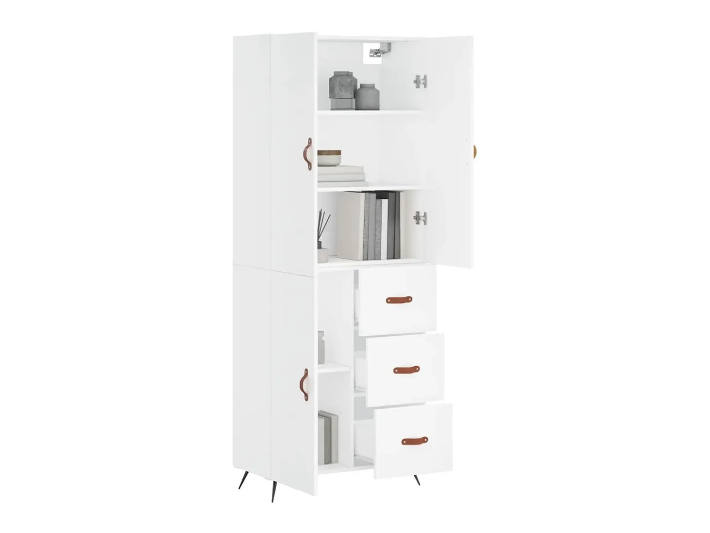 Aparador alto madera contrachapada blanco 69,5x34x180 cm ES80075