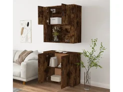 Aparador alto madera contrachapada roble ahumado ES74279