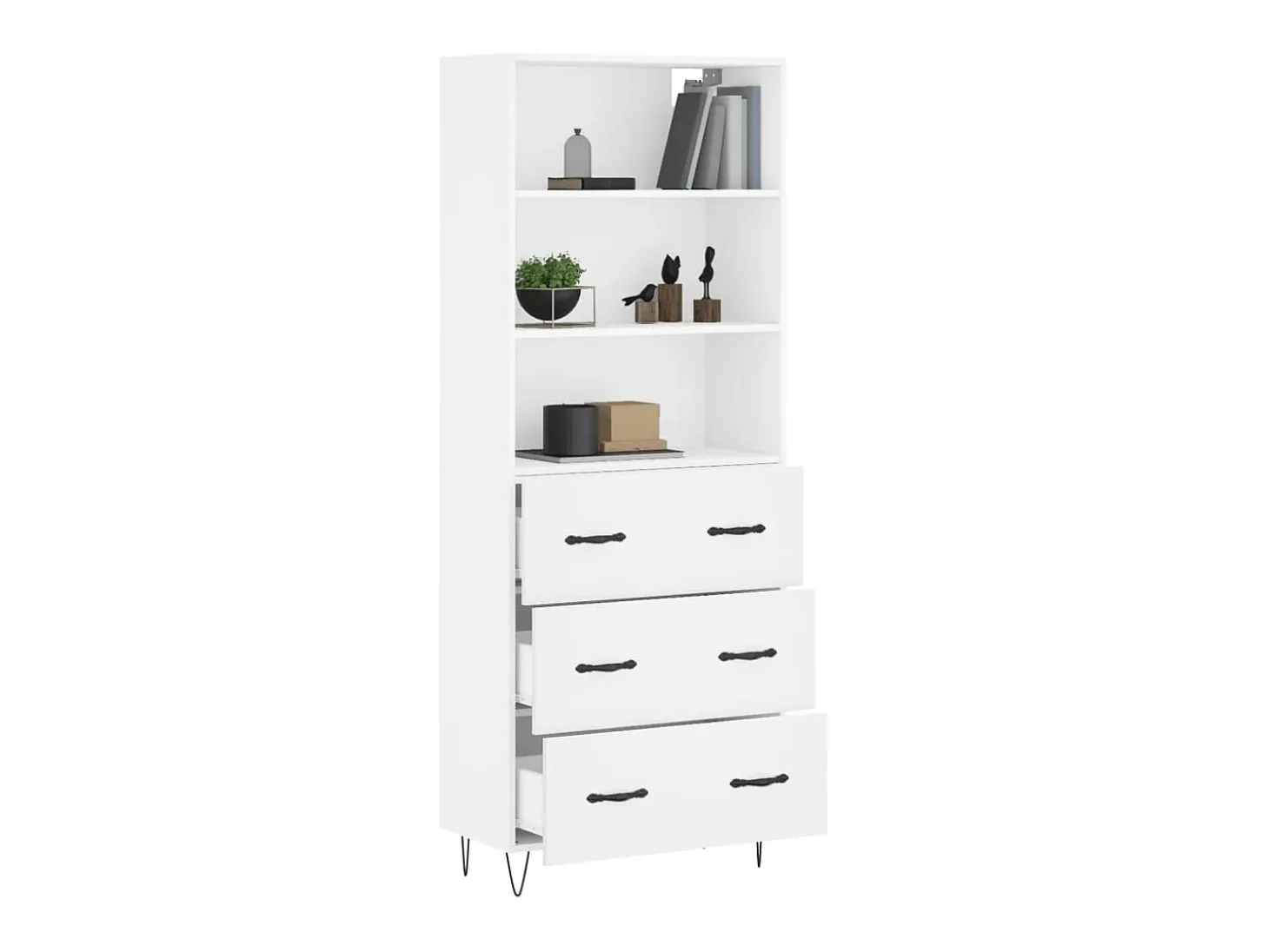 Aparador alto madera contrachapada blanco 69,5x34x180 cm ES70455