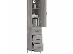 Aparador alto madera contrachapada gris Sonoma 34,5x34x180 cm ES34813