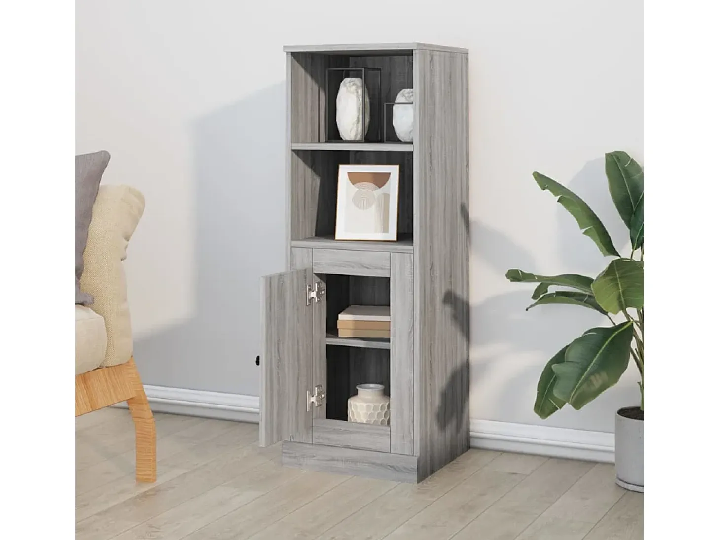 Aparador alto madera contrachapada gris Sonoma 36x35,5x103,5 cm