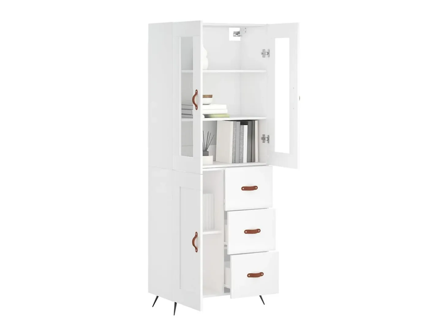 Aparador alto madera contrachapada blanco 69,5x34x180 cm ES32398