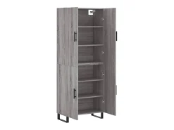 Aparador alto madera contrachapada gris sonoma 69,5x34x180 cm