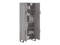 Aparador alto madera contrachapada gris sonoma 69,5x34x180 cm