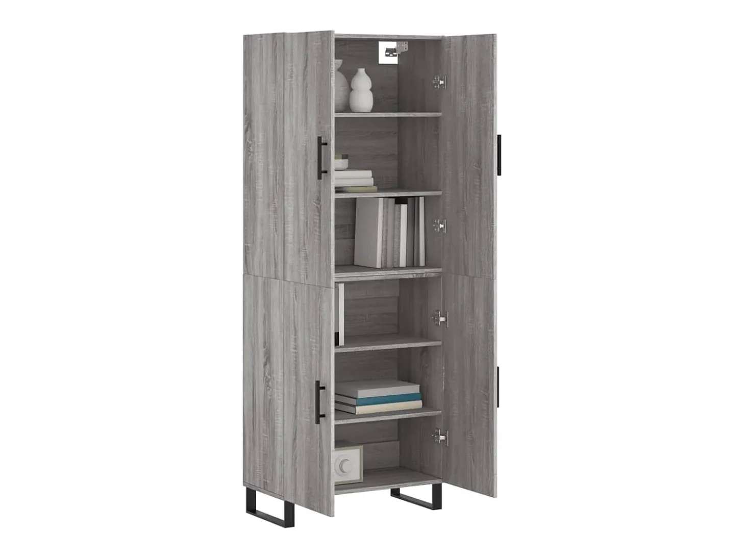 Aparador alto madera contrachapada gris sonoma 69,5x34x180 cm