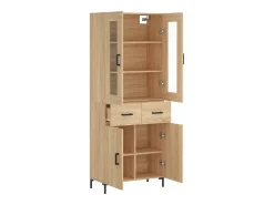 Aparador alto madera contrachapada color roble 69,5x34x180 cm
