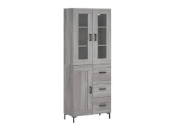 Aparador alto madera contrachapada gris sonoma 69,5x34x180 cm ES605096