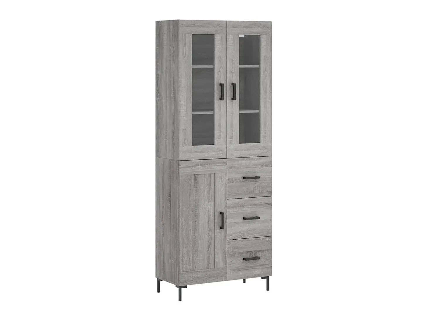 Aparador alto madera contrachapada gris sonoma 69,5x34x180 cm ES605096
