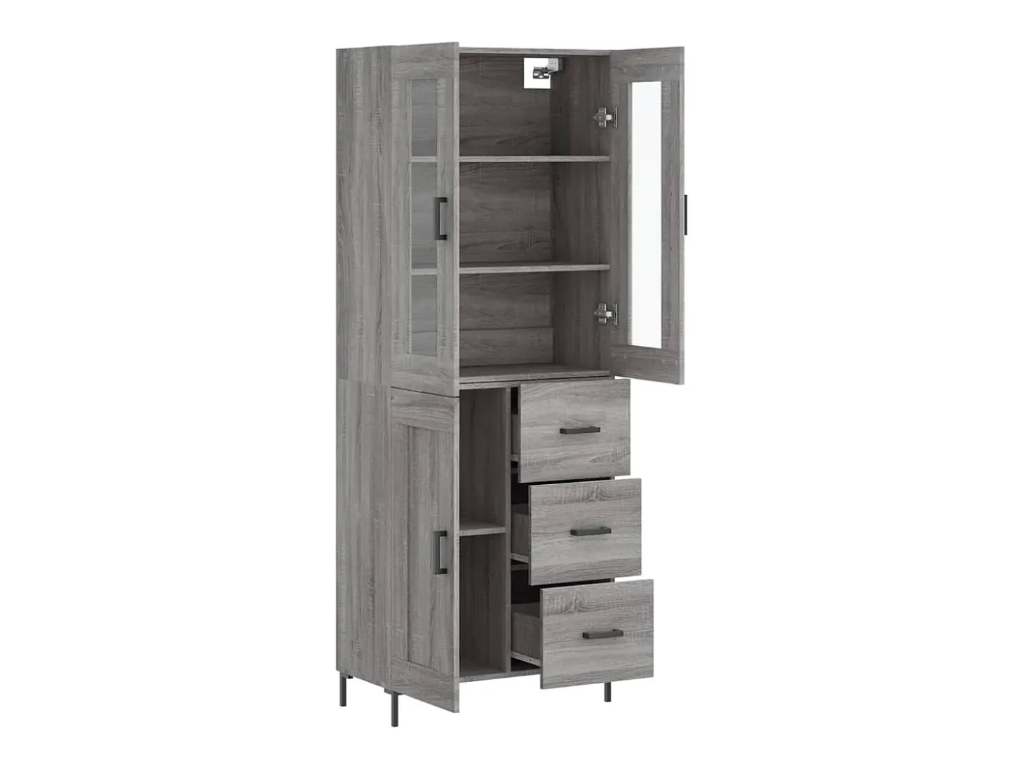 Aparador alto madera contrachapada gris sonoma 69,5x34x180 cm ES605096