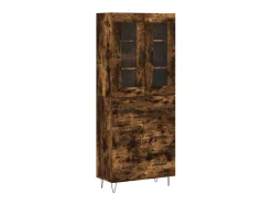 Aparador alto madera contrachapada roble ahumado 69,5x34x180 cm ES27086