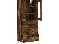 Aparador alto madera contrachapada roble ahumado 69,5x34x180 cm ES27086