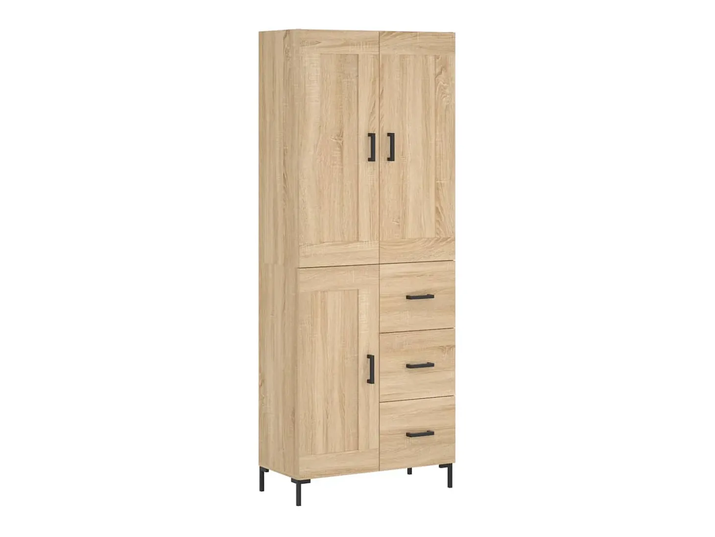 Aparador alto madera contrachapada color roble 69,5x34x180 cm