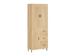 Aparador alto madera contrachapada color roble 69,5x34x180 cm ES561510