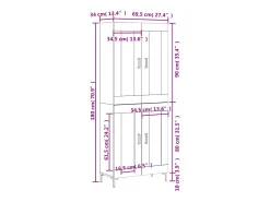 Aparador alto madera contrachapada roble ahumado 69,5x34x180 cm
