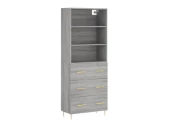 Aparador alto madera contrachapada gris sonoma 69,5x34x180 cm ES15848