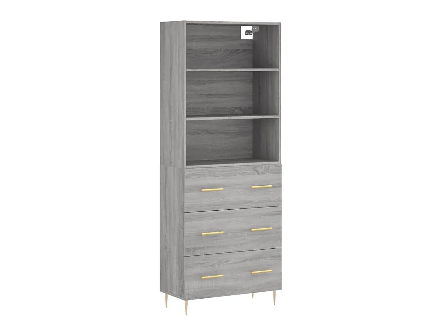 Aparador alto madera contrachapada gris sonoma 69,5x34x180 cm ES15848