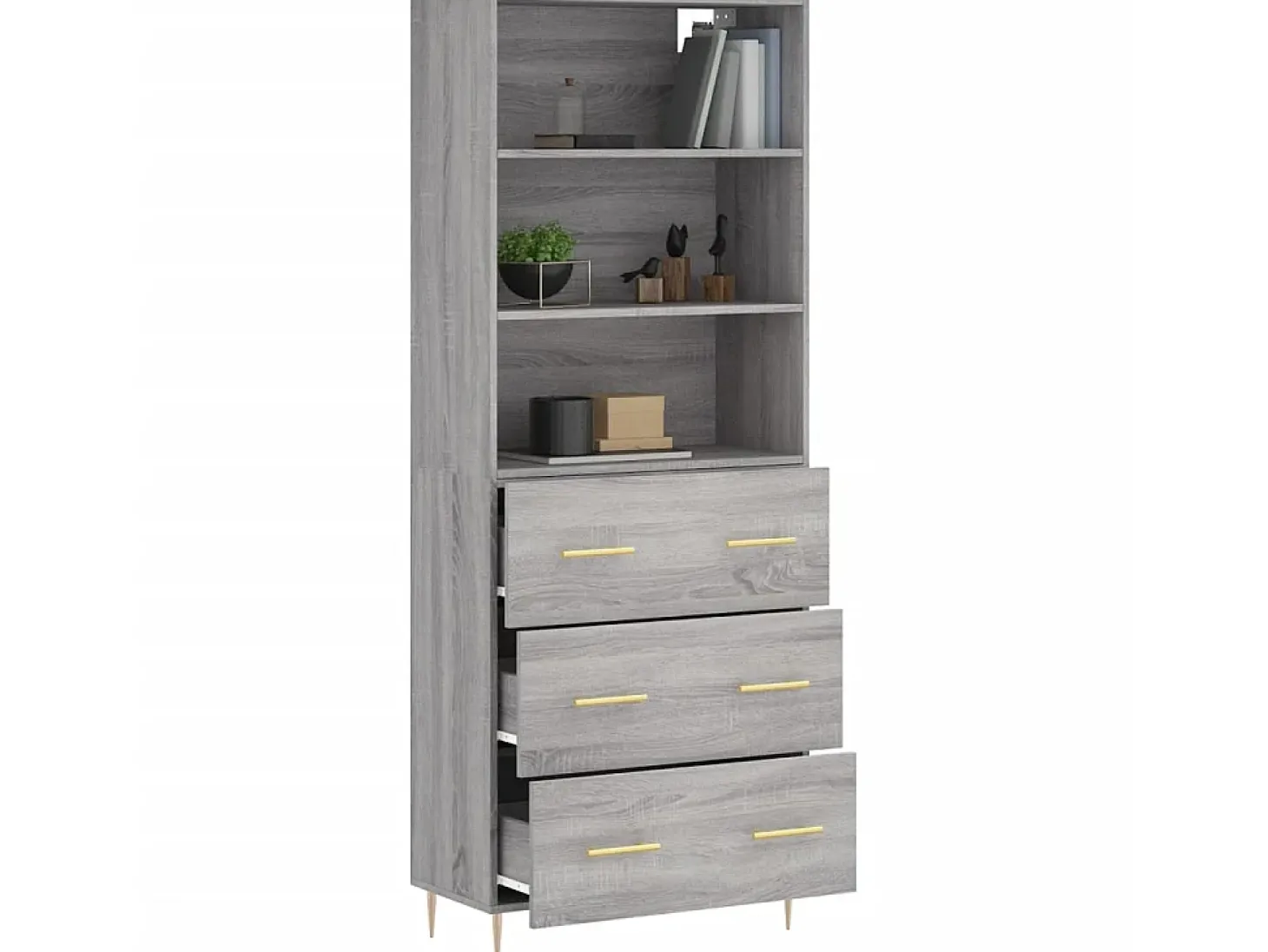 Aparador alto madera contrachapada gris sonoma 69,5x34x180 cm ES15848