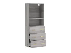 Aparador alto madera contrachapada gris sonoma 69,5x34x180 cm ES15848
