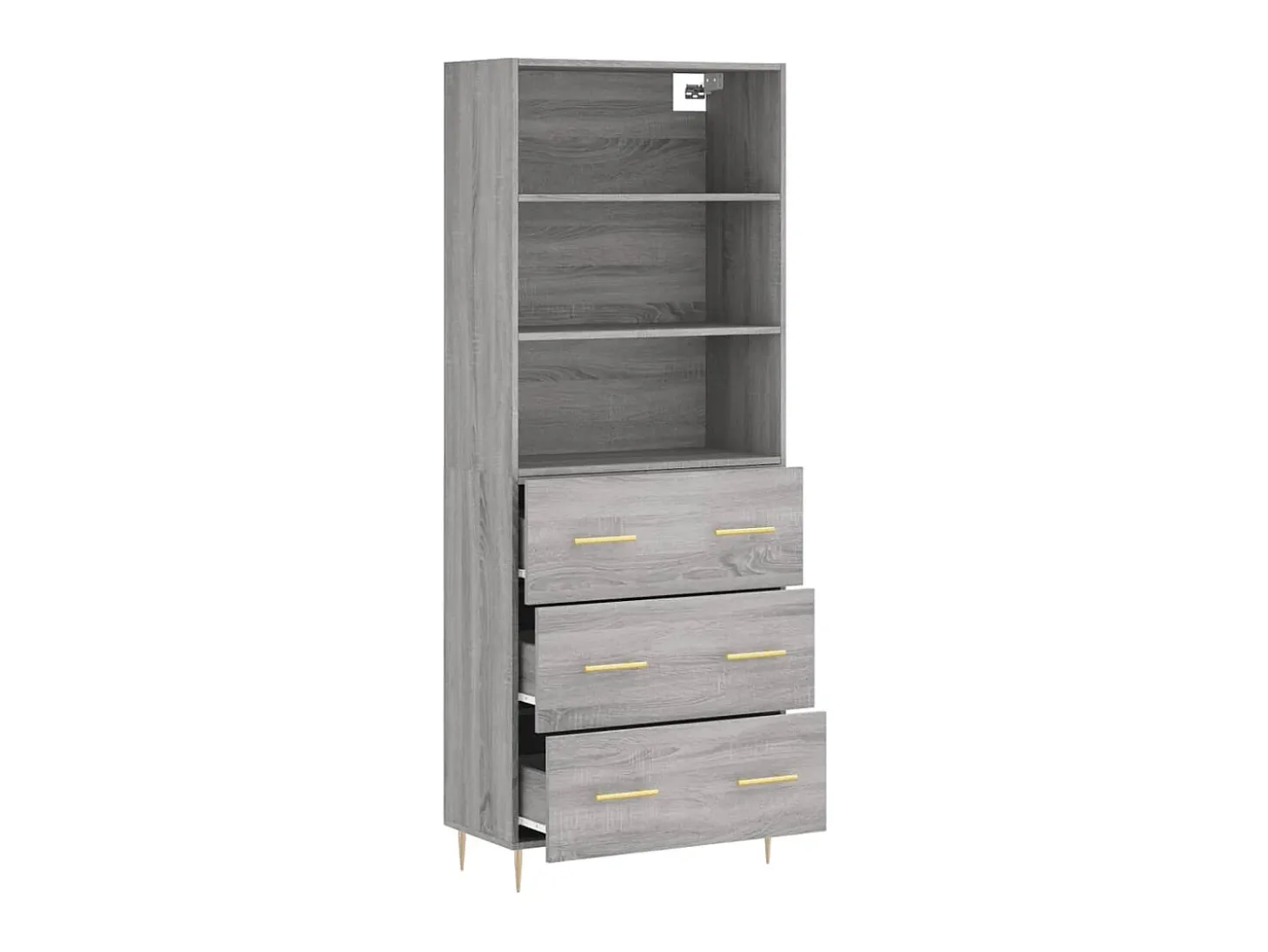 Aparador alto madera contrachapada gris sonoma 69,5x34x180 cm ES15848