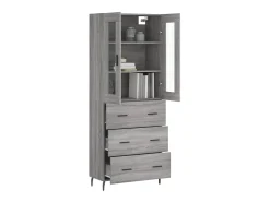 Aparador alto madera contrachapada gris sonoma 69,5x34x180 cm ES95314