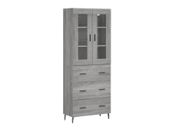 Aparador alto madera contrachapada gris sonoma 69,5x34x180 cm ES95314