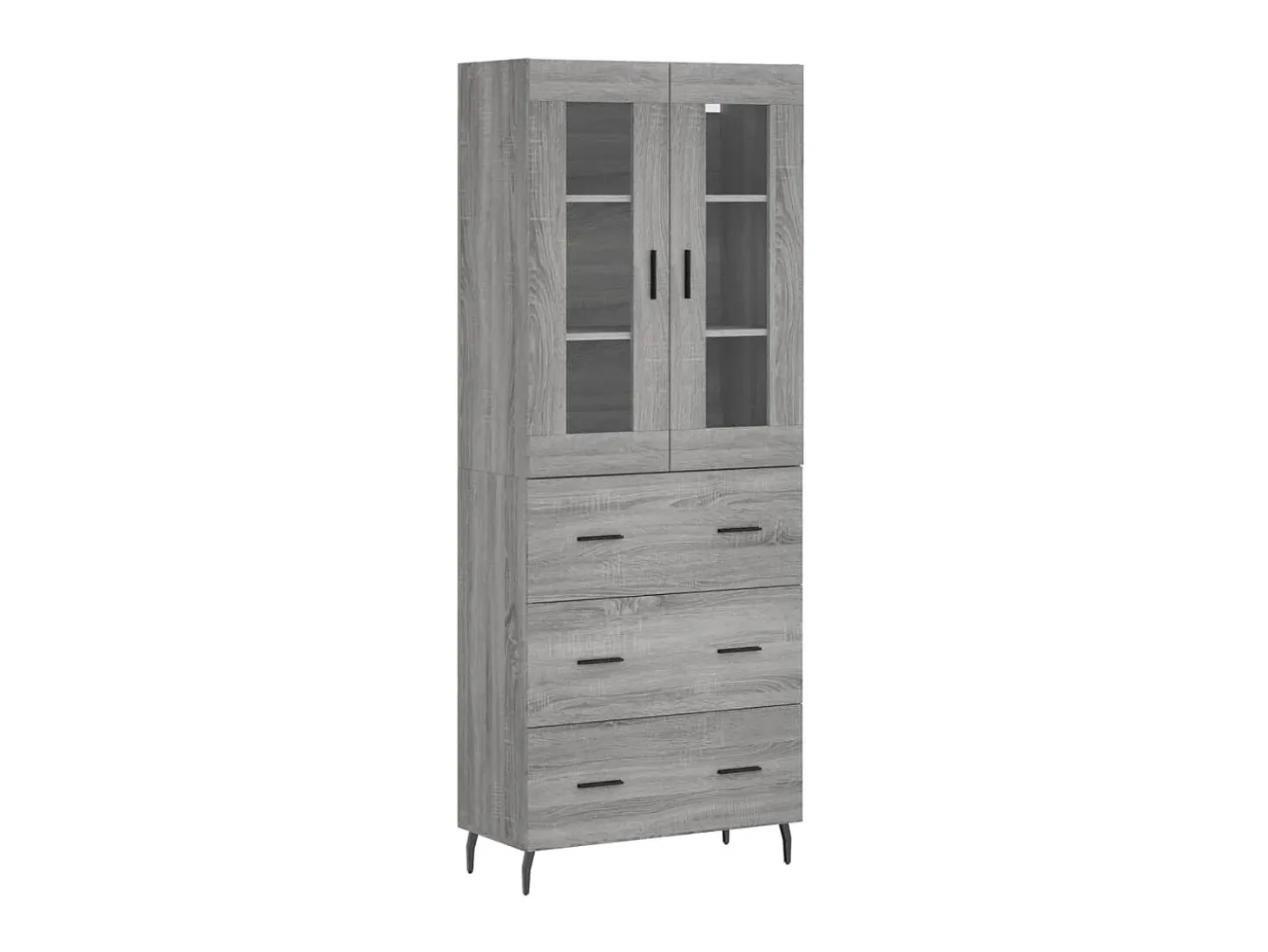 Aparador alto madera contrachapada gris sonoma 69,5x34x180 cm ES95314