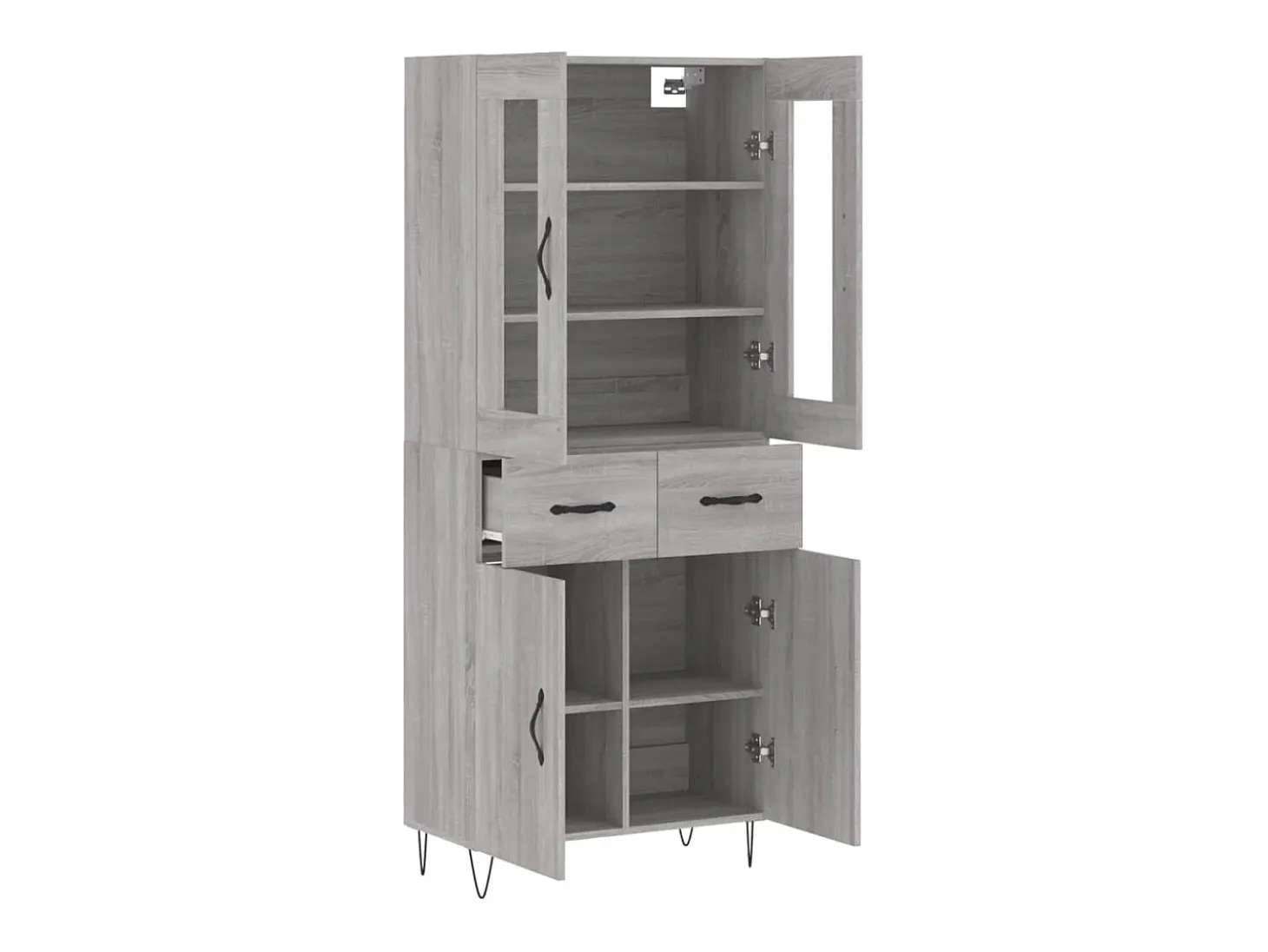 Aparador alto madera contrachapada gris sonoma 69,5x34x180 cm