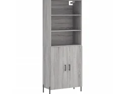 Aparador alto madera contrachapada gris sonoma 69,5x34x180 cm ES15213
