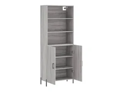 Aparador alto madera contrachapada gris sonoma 69,5x34x180 cm ES15213
