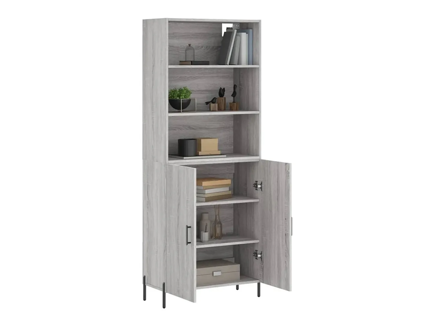 Aparador alto madera contrachapada gris sonoma 69,5x34x180 cm ES15213