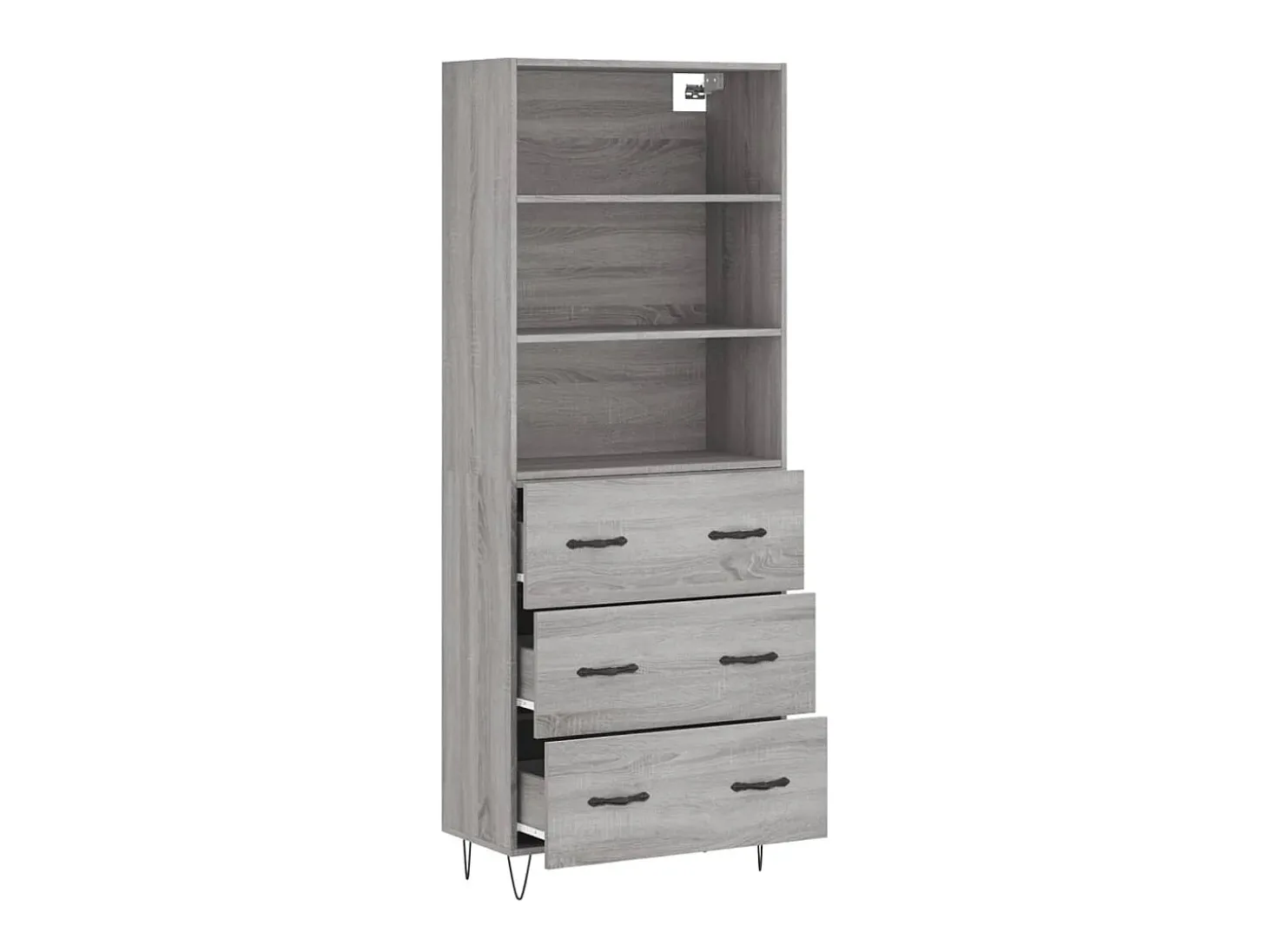 Aparador alto madera contrachapada gris sonoma 69,5x34x180 cm ES24995