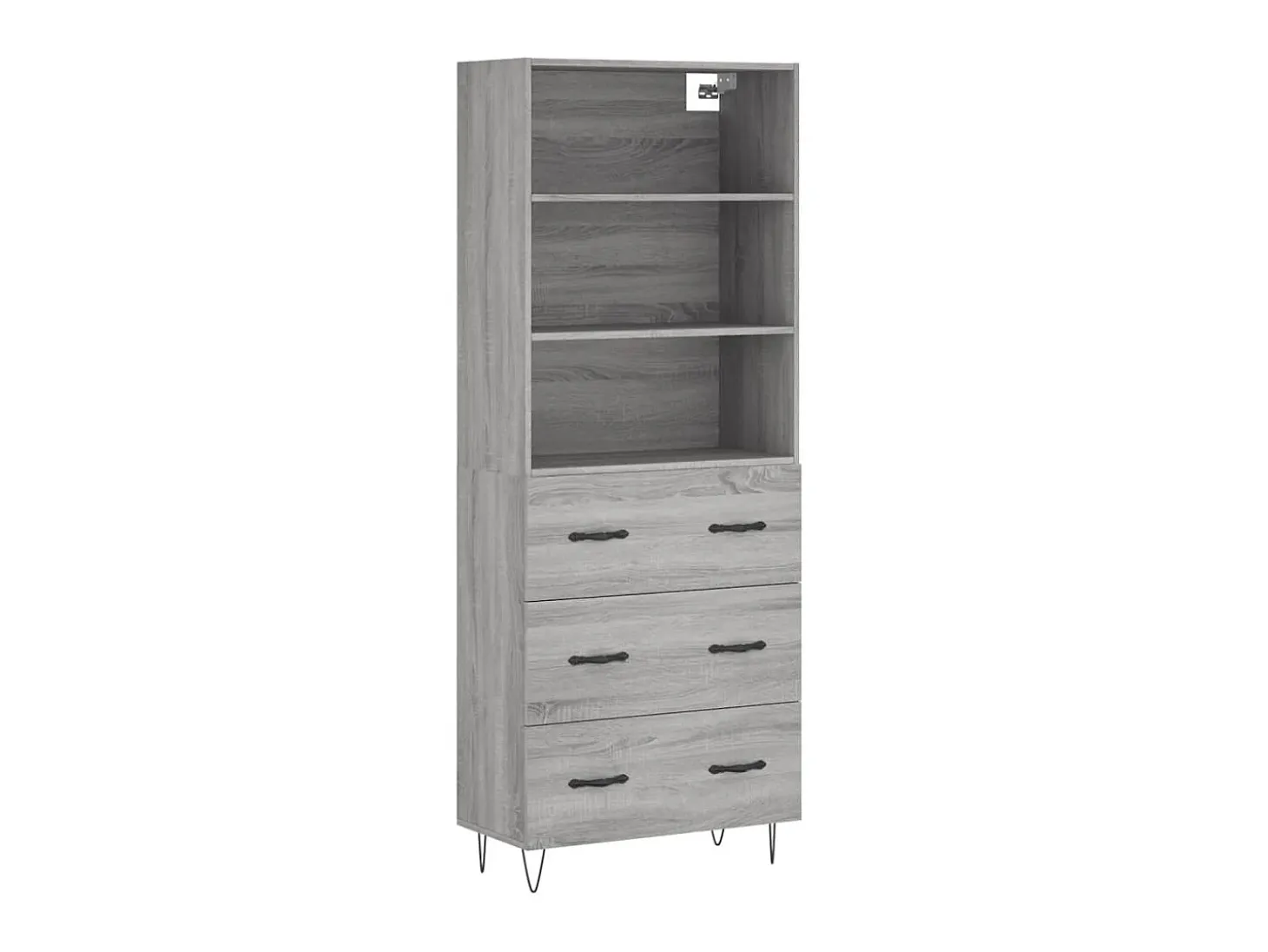 Aparador alto madera contrachapada gris sonoma 69,5x34x180 cm ES24995