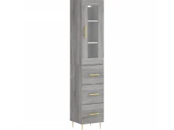 Aparador alto madera contrachapada gris Sonoma 34,5x34x180 cm ES53180