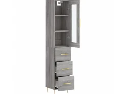 Aparador alto madera contrachapada gris Sonoma 34,5x34x180 cm ES53180